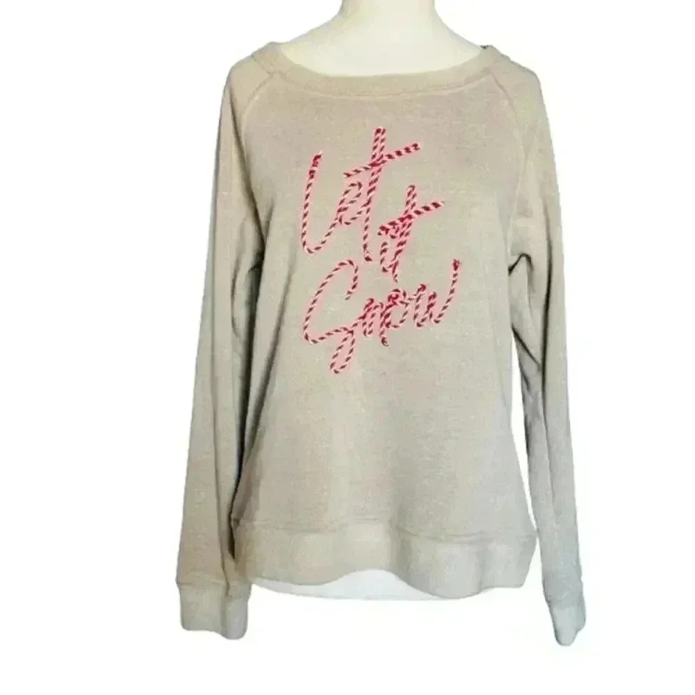 NWT C&C California Let it Snow Cozy Pullover Soft Fleece Embroidered S
